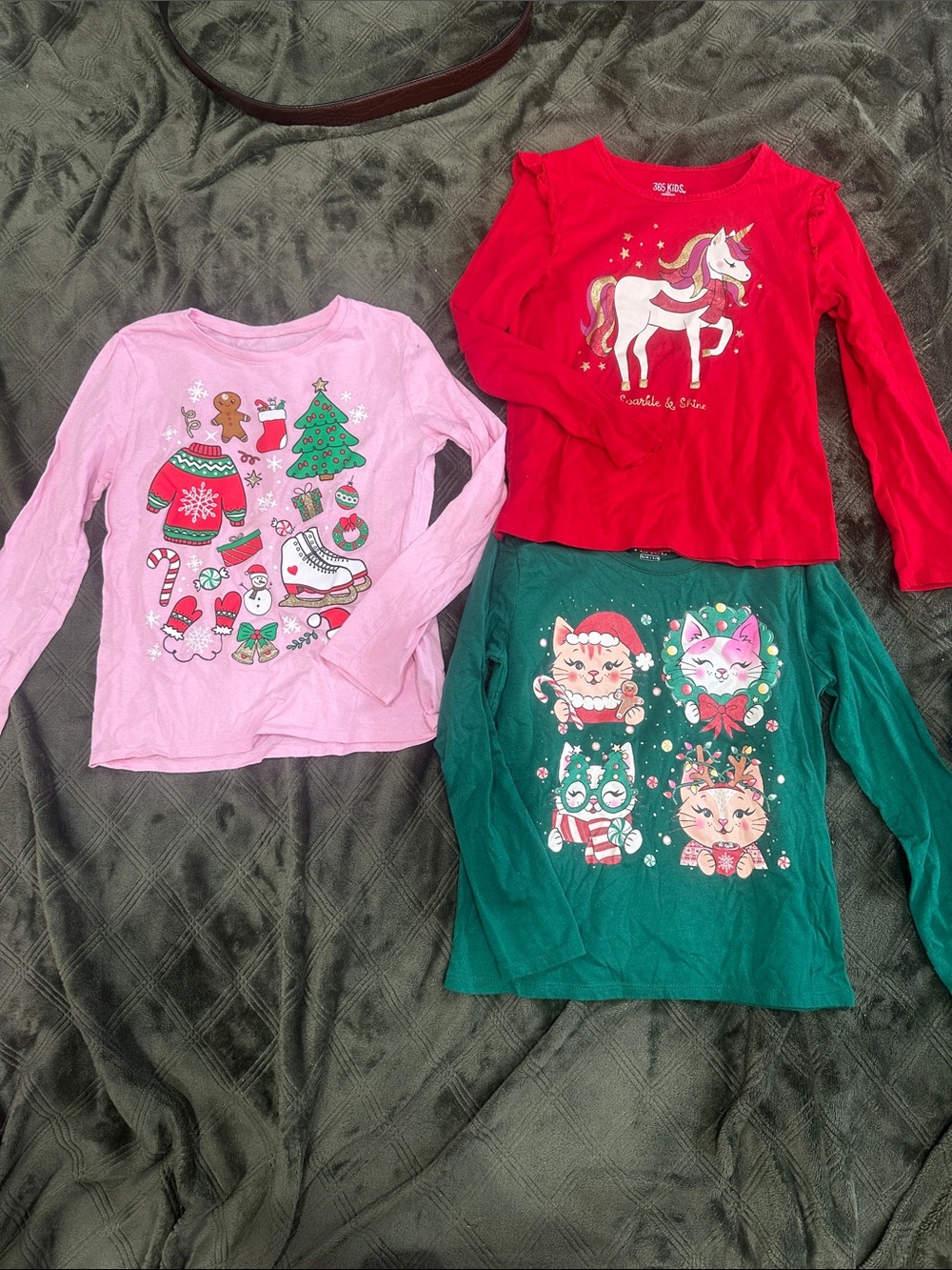 The Children's Place Holiday Graphic Long-Sleeve Tops - Red, Pink, Green